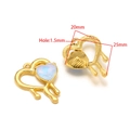 Golden heart pendant with rainbow gemstone and textured back showing 20mm x 25mm dimensions - 20*25mm Hollow Heart - Blue