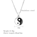 Collier avec pendentif Yin Yang en acier inoxydable argenté avec chaîne O et dimensions - Argenté