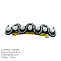 Elegante fermaglio per capelli in acetato nero con perle bianche e strass brillanti - Base Nera Onda Bianca