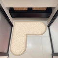 L-shaped beige bath mat with floral patterns and non-slip texture in bathroom setting - 70*70cm / Beige Exquisite Floral (Style R)