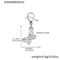 Silberner Edelstahl Schmetterlingsanhänger mit Karabinerverschluss für Halsketten und Armbänder - Stahl Schmetterlingsanhänger (D308)