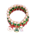 Dreiteiliges Weihnachts-Perlenarmband-Set mit Weihnachtsmann-, Baum- und Schneemann-Anhängern - 3er-Set Rot Grün Weiß Weihnachtsmann Baum Schneemann