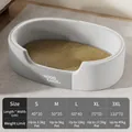 Thickened oval dog bed in grey and beige with sizing chart for various breeds - S / Blue Grey Cooling Mat Style
