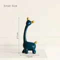 Pequeña figura moderna de jirafa en cerámica azul oscuro con detalles dorados, altura 21cm - Pequeño / Verde Oscuro