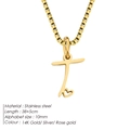 Elegant 14K gold plated stainless steel initial T pendant necklace with heart detail - Letter T / 38+5cm / Gold