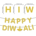 Golden glitter Happy Diwali banner with size specifications for festive party decoration - Gold Diwali Banner