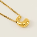 Collar con colgante de letra C dorada efecto burbuja y acabado metálico pulido - Letra C / Dorado