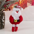 Detail of Christmas Santa plush hanging ornament with red velvet and festive pine decoration - F3-2 Insert Leg Santa