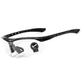 Black wrap-around sports safety sunglasses with clear lenses and ventilated temples - Black Frame Clear Lenses