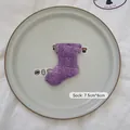 Purple tweed Christmas stocking ornament with white stitching details, size 7.5cm by 6cm - Christmas Sock-02 (Deep Purple)