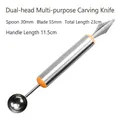 Dual-head stainless steel fruit baller and carving knife in orange finish 23cm - Dual Head Carving Knife / Scoop 30mm Blade 55mm