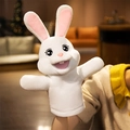 Cute white bunny plush hand puppet for storytelling with long pink ears and soft fur - 35cm / White Rabbit