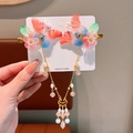 Pair of butterfly tassel hair clips with pearls and gradient wing design for Hanfu - Shuhe Gradient Butterfly