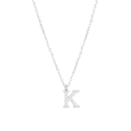 Silver-plated letter K pendant necklace featuring micro-pave cubic zirconia on chain - Silver-K