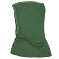 Winter dark green knitted balaclava hood with adjustable drawstring and button closures - Green