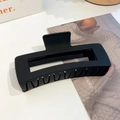 Matte black rectangular large hair claw clip for thick hair stylish accessory - 13cm / Black