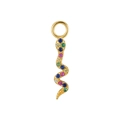 Golden S925 silver snake pendant with colorful gemstones and wave-shaped design - A0010-Colorful Snake / Gold
