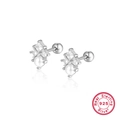 Élégantes boucles d'oreilles losange en argent 925 avec zircons et perles blanches - Argent 925 / Argenté