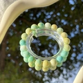 Double-layered beaded bracelet with gradient green natural stones on a mirror surface - S045-yellow-blue Gradient-jade Fragment Imitation Ceramic Bracelet #sz321