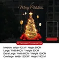 Golden Christmas tree window sticker with red gift boxes, UV electrostatic static cling - SDUV033 [Non-adhesive Static Cling] / Extra Large 80*120CM