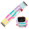 Bohemian multi-layer beaded Apple Watch strap with colorful charms and clay beads - Size L Fits 38/40/41mm / Candy Butterfly Pendant