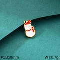 Colgante de muñeco de nieve dorado con esmalte rojo y blanco para joyería de Navidad DIY - Estilo de Muñeco de Nieve con Gorro Rojo (KLJ10430-ZLA)