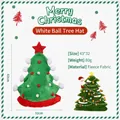 Christmas tree shaped plush hat with red star and ornaments in 43x32cm size - White Ball Christmas Tree Hat