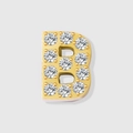 Golden letter B jewelry charm featuring micro-paved cubic zirconia and metal plating - Letter B / Gold