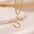 Gold-plated letter S necklace featuring a unique twisted texture and classic curb chain - Gold Letter S (Pendant Only)