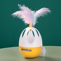 Gioco interattivo per gatti a forma di uovo con piume colorate e dispenser di cibo - Stile a bilanciere elettrico / Arancione