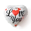 18-inch white heart foil balloon with black Love You text and red hearts - 18 Inch Heart Pure Love B0771