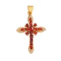 Pendente a croce dorata con zirconi rossi e strass bianchi dal design vintage - Rosso-M41C2940
