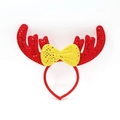 Weihnachts-Haarreif mit roten Pailletten-Rentiergeweihen und gelber Glitzerschleife - TK28 Rotes Pailletten Geweih Große Schleife Stirnband