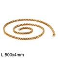 Collier en acier inoxydable doré de 4mm de large et 500mm de long pour bijoux DIY - Longueur 45cm / Largeur 4mm / Or