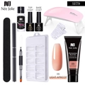 Solid extension nail gel kit with pink mini UV lamp and light apricot color gel - 9-Piece Set 09-Light Apricot
