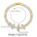 Detailed size chart for a gold-plated zircon bracelet with dimensions and 7.7g weight - Gold Cross Flower Cluster Style (KB0770-2)