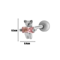 Silver koala cartilage stud earring with pink zircon and screw ball back closure - Silver Animal Style (1#) / 1# Silver