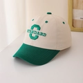 Detalle de gorra de béisbol retro bicolor con bordado verde y textura de lona - 50-54cm(3-8 años) / Gris (Bloque Verde Oscuro)