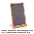 Bamboo jewelry display stand with grey velvet padding and multi-slot necklace slots - Grey Velvet