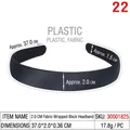 Classic 2.0cm wide black fabric-wrapped headband with 37cm perimeter and 17.8g weight - 2.0CM Fabric Wrapped Black