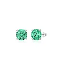 Pendientes de plata de ley S925 con circonitas verde esmeralda de corte octogonal - Plata 925/6MM / Color Paraiba 6MM