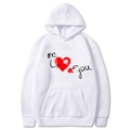 White pullover hoodie with me you text and red puzzle heart print for Valentine's Day - S / Tops / White