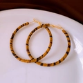Golden hoop earrings with brown and black textured animal print wrapping for women - 72# 925 Sterling Silver Earring Post-Gold Brown Leopard Print Large Hoop Earrings (62mm)