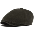 Retro corduroy flat cap in dark olive green with classic six-panel textured construction - Army Green