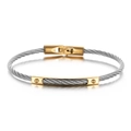 Retro stainless steel twisted cable bracelet with gold accents and clear reflection - Silver & Gold Color