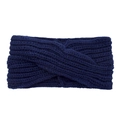 Fascia in maglia blu scuro con nodo a treccia e trama all'uncinetto per l'inverno - Blu Notte
