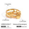 Gold stainless steel starfish and seashell stacked rings set for women, waterproof jewelry - Starfish Shell Ocean Style (JDR0211018-7)