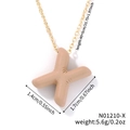 3D puffy letter X necklace in soft pink finish with gold adjustable metal chain - Letter X (N01210-X)