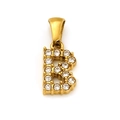 Pendentif lettre B en acier inoxydable doré orné de pierres de zircone brillantes - Lettre B (SP148G-B)