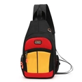 Versatile color-block crossbody sling bag in black, red, and yellow with multiple pockets - Black Yellow Patchwork